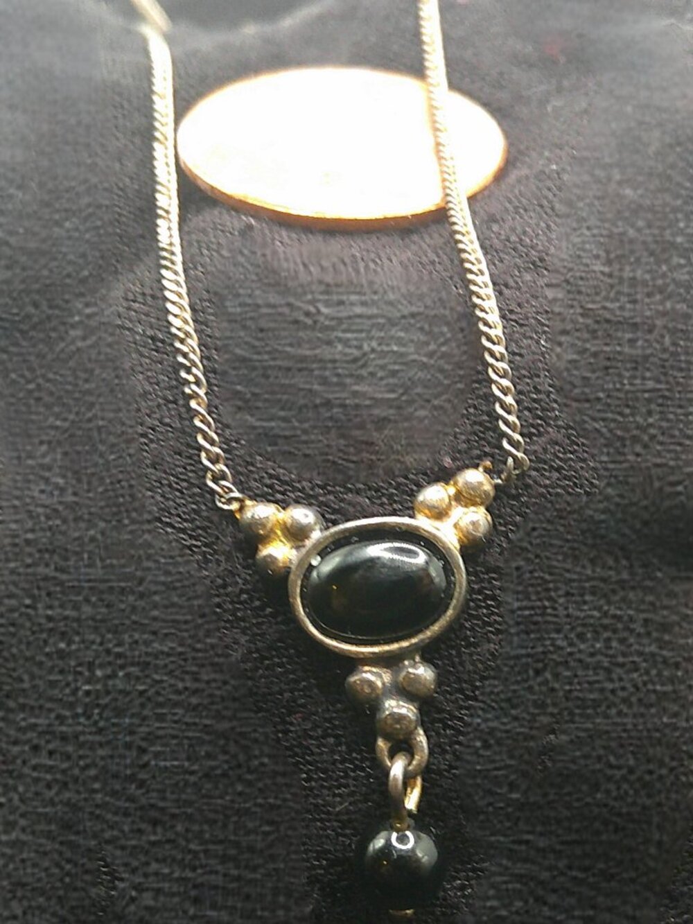 Sterling Silver Jet Onyx Necklace